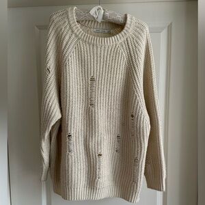 bishop + young Distressed Cream Sweater